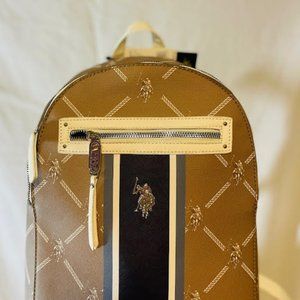 NWT US POLO ASSN BACKPACK TAN AND CREAM.